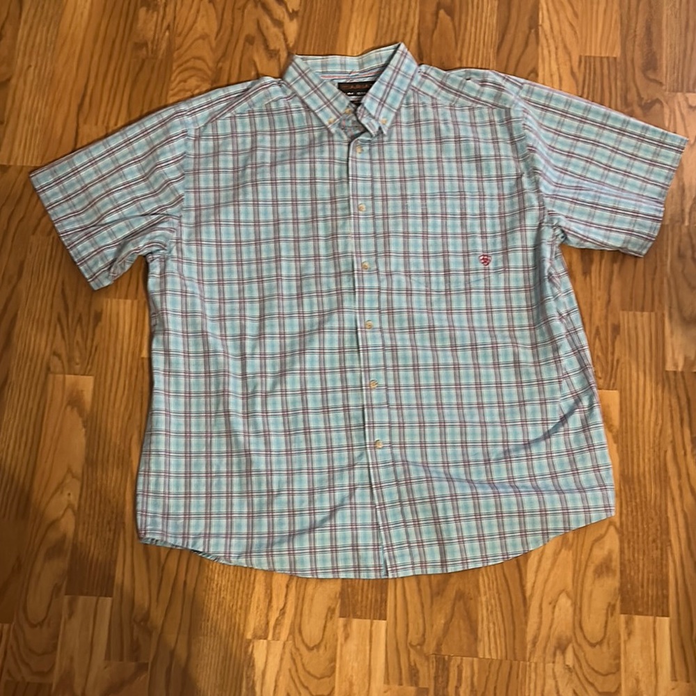 Ariat Casual Button Down Shirt Blue and Red
